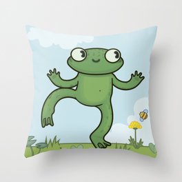 Funny little frog Throw Pillow