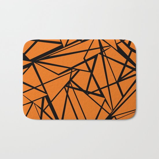 Orange black abstract pattern . Bath Mat