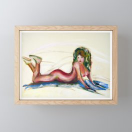 Pretty Nude model in tennis shoes , Cherry 1 Framed Mini Art Print