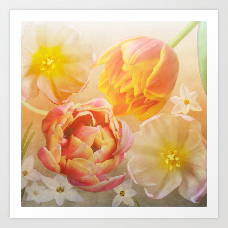 Tulips In Pink Orange And Yellow Art Print By Walstraasart Society6