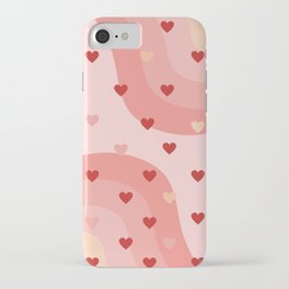 Pink hearts and wavy lines iPhone Case