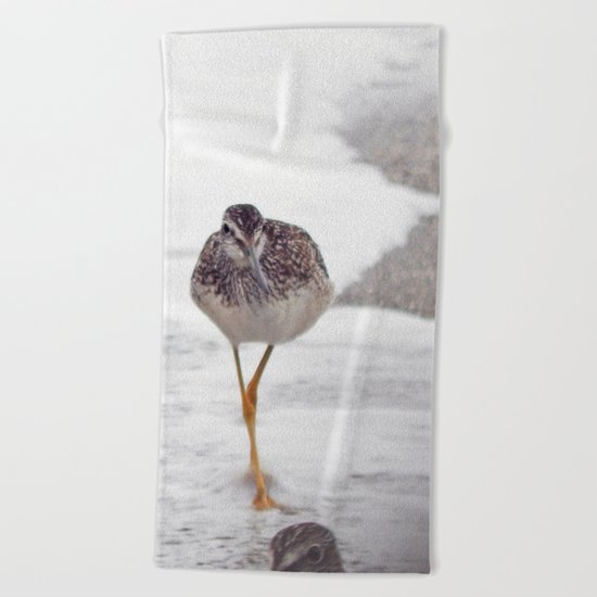 Greater Yellowlegs Couple Stalk the Cameraman Beach Towel