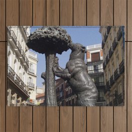 Spain Photography - The Bear And The Strawberry Tree Sculpture  Outdoor Rug