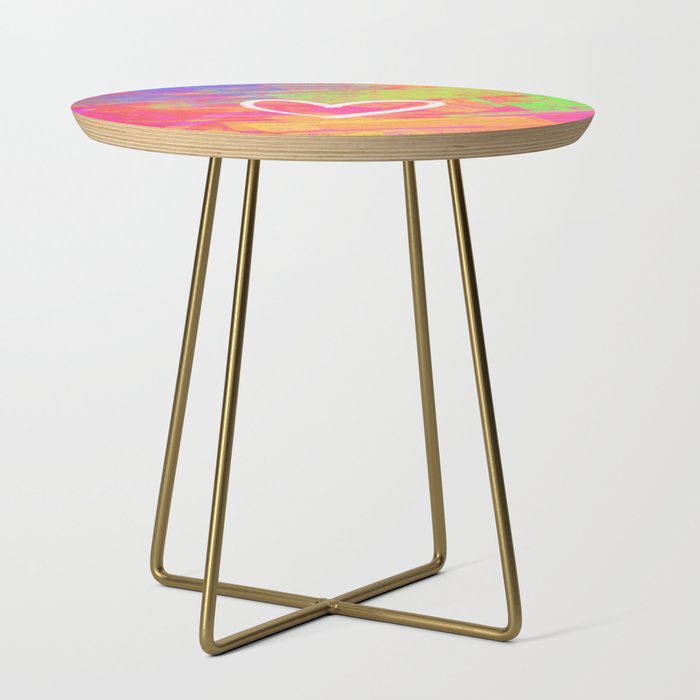 Heart on colorful background Side Table