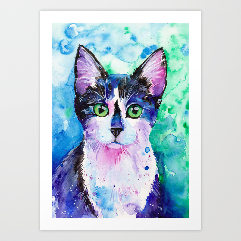 Black And White Tuxedo Cat Art Print By Evei Society6