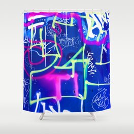 Blue Mood with Pink Language Shower Curtain