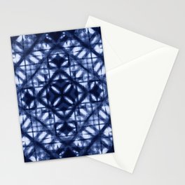 Dark indigo blue diamond squares Stationery Card