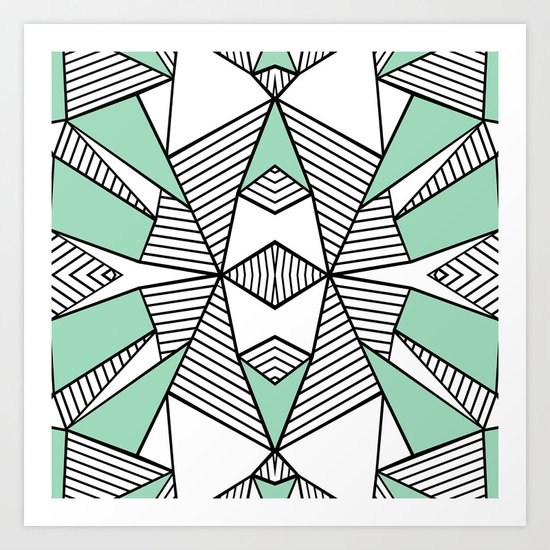 Triangle Tribal Mint Art Print