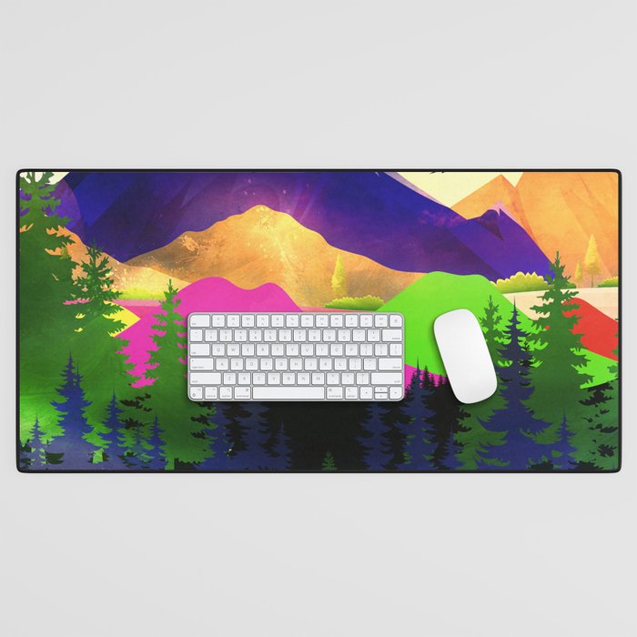 Colorful Mountain Morning Desk Mat