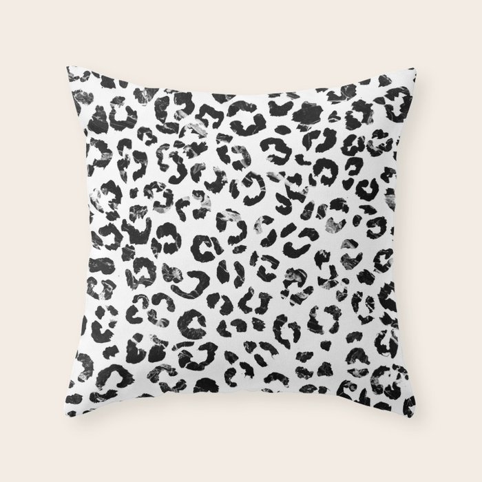 Modern Black White Marble Stylish Leopard Pattern Throw Pillow By