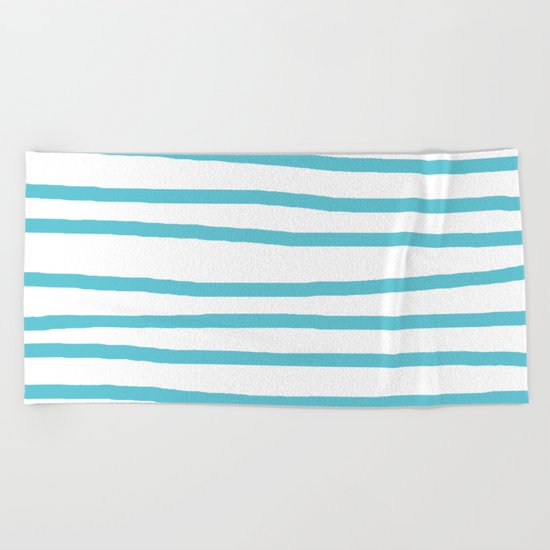 Simply Drawn Stripes in Seaside Blue Beach Towel