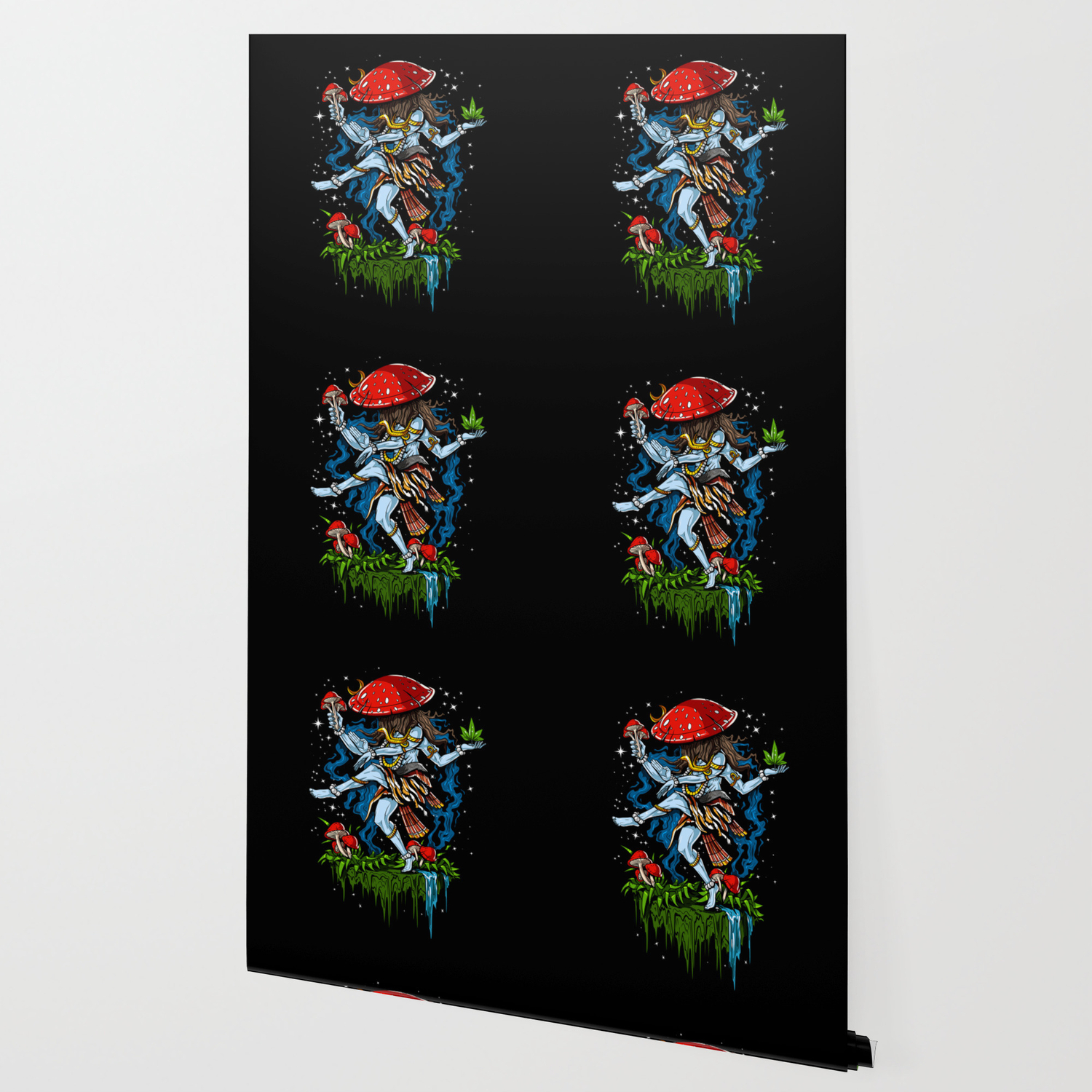 Trippy Mushroom Art Wallpaper Magic Mushroom Lord Shiva Psychedelic Wallpaper By Teecave Society6 society6