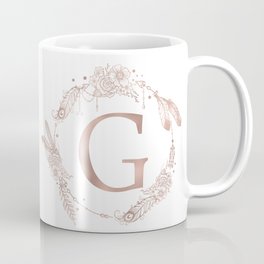 Letter G Rose Gold Pink Initial Monogram Mug