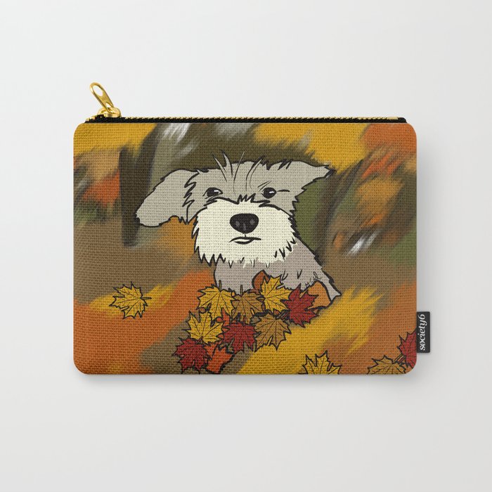 Schnauzer In Fall Leaves Carry-All Pouch