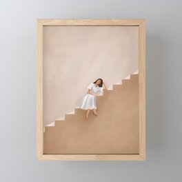 Girl Thinking on a Stairway Framed Mini Art Print
