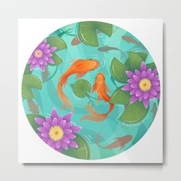 Summer Goldfish Pond Metal Print