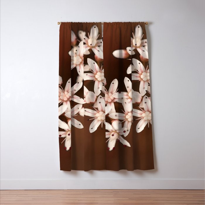 Pink Hue Tiny Flowers Chocolate Brown Background Decor Society6 Buyart Blackout Curtain By Pivivikstrm Society6