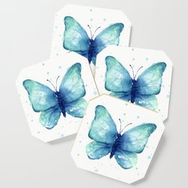 Blue Butterfly Watercolor Coaster