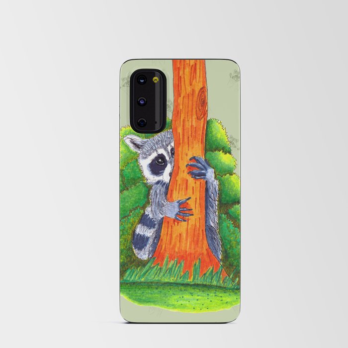 Peeking Raccoons #4 Green Pallet- Android Card Case
