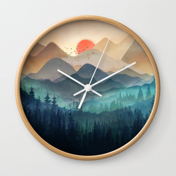 Wilderness Becomes Alive at Night Wall Clock