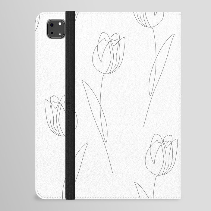 White Tulip / single flower line drawing iPad Folio Case