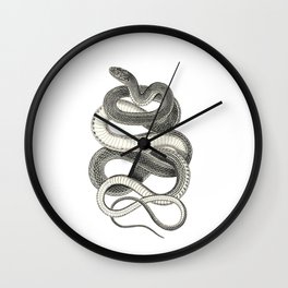 snake vintage style print serpent black and white 1800's Wall Clock
