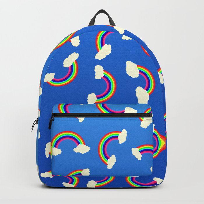 Cute and Colorful Rainbow Pattern on Blue Backpack