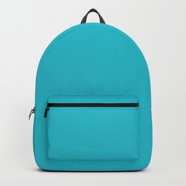 Medium Aqua Blue Solid Color Pantone Blue Curacao 15-4825 TCX Shades of Blue-green Hues Backpack