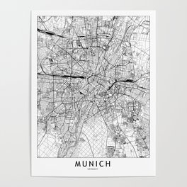 Munich White Map Poster