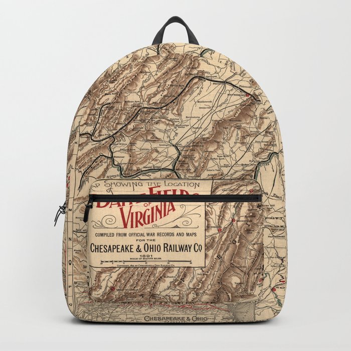 Vintage Virginia Civil War Battlefields Map, 1895 Backpack