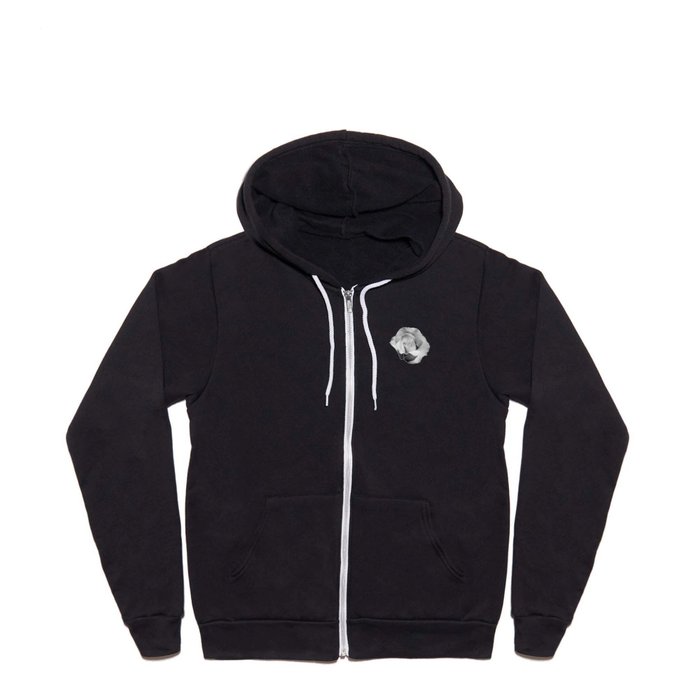 Black and white veiled white rose Full Zip Hoodie