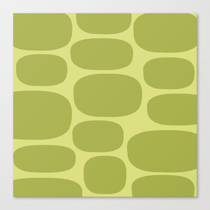Modernist Spots 258 Chartreuse and Olive Green Canvas Print