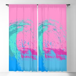 Kiki - Abstract Colorful Wave Art Design Pattern in Turquoise and Pink Blackout Curtain