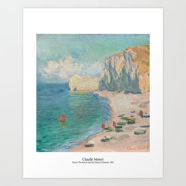 Étretat, The Beach and the Falaise d'Amont by Claude Monet Art Print