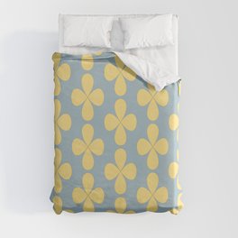 Yellow floral pattern on blue Duvet Cover