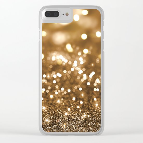Golden Christmas Glitter Clear iPhone Case