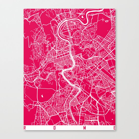 Rome map raspberry Canvas Print