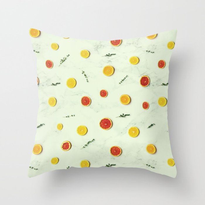 Retro Citrus Fruits Throw Pillow