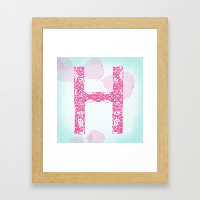 Floral Letter 'H' Framed Art Print