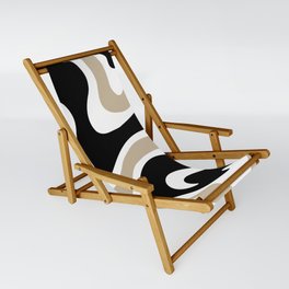 Warped Swirl Marble Pattern (black/white/tan) Sling Chair