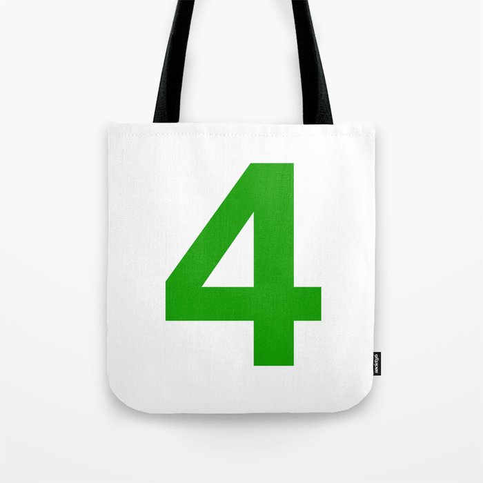 Number 4 (Green & White) Tote Bag