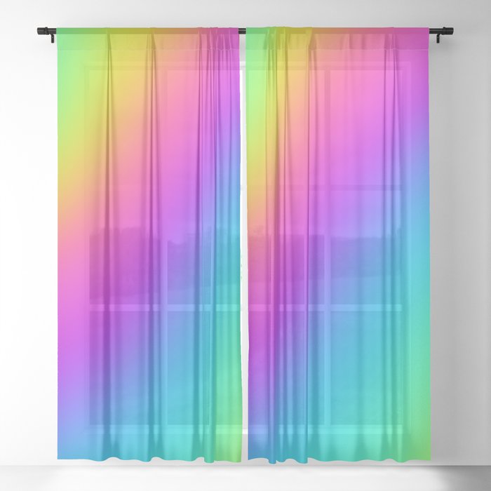 Bright Rainbow Wave Gradient Sheer Curtain