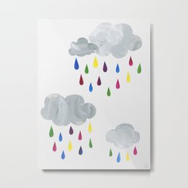 Rainbow Rain Clouds Metal Print