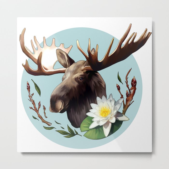 Moose Lily Metal Print