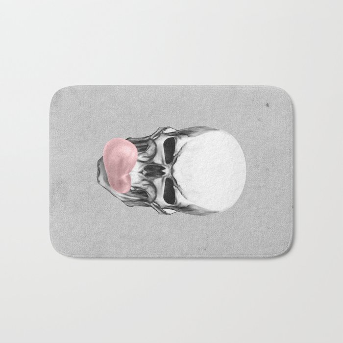 Skull chewing bubblegum Bath Mat