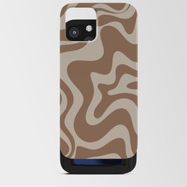 Liquid Swirl Contemporary Abstract Pattern in Chocolate Milk Brown and Beige iPhone Card Case