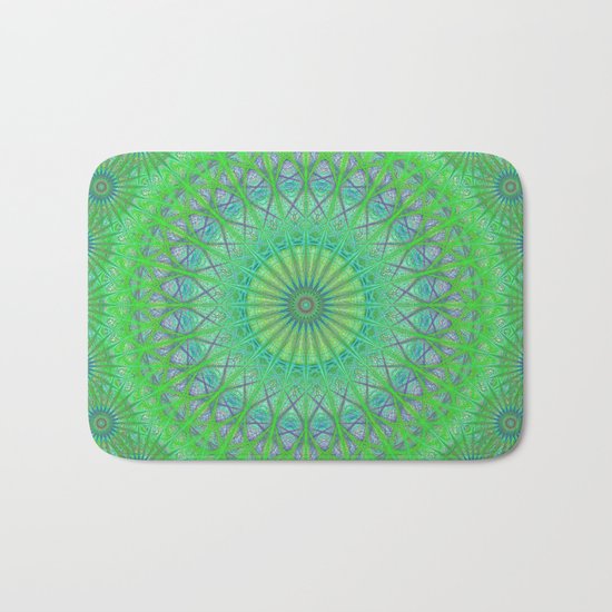 Green web mandala Bath Mat