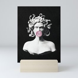 Medusa blowing pink bubblegum bubble Mini Art Print