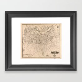 Vintage Map of Louisville Kentucky (1873) Framed Art Print