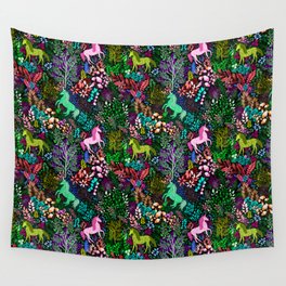 Magical Rainbow Unicorn Forest Wall Tapestry